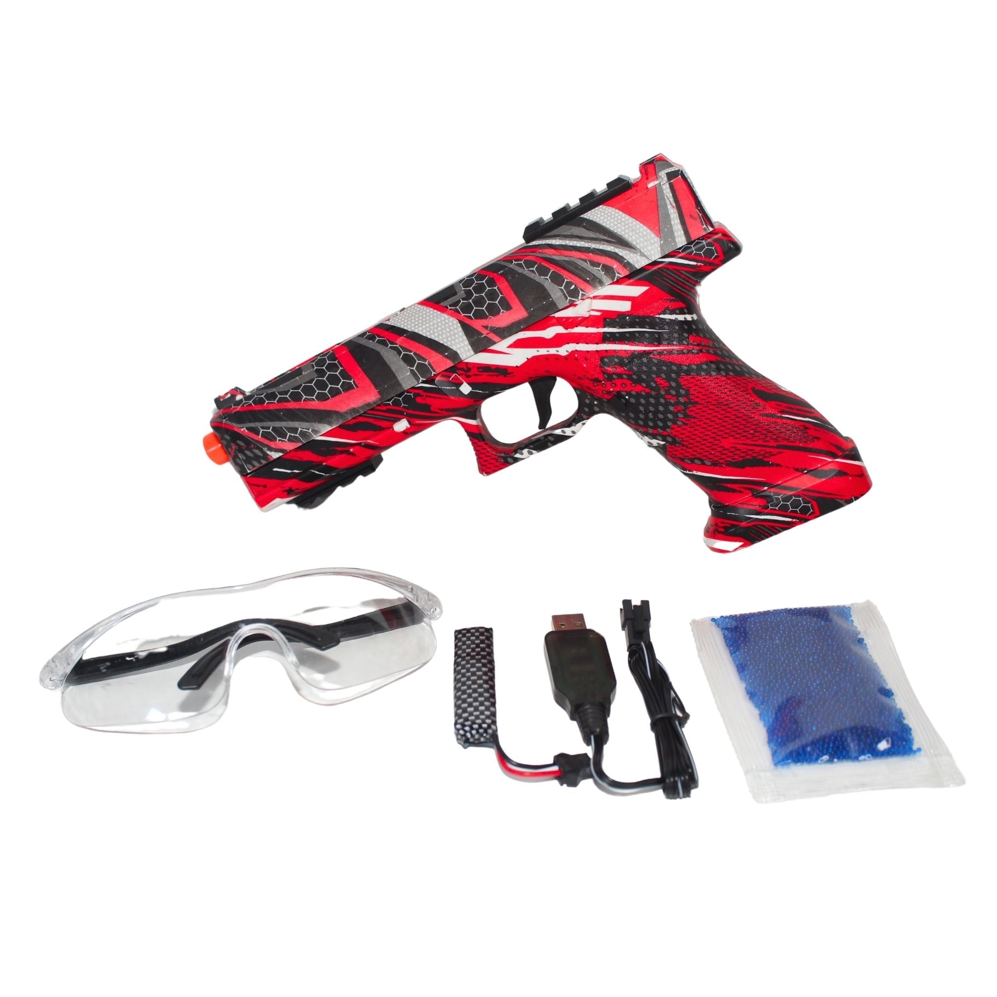 Barevný červený kompaktní blaster na gelové kuličky