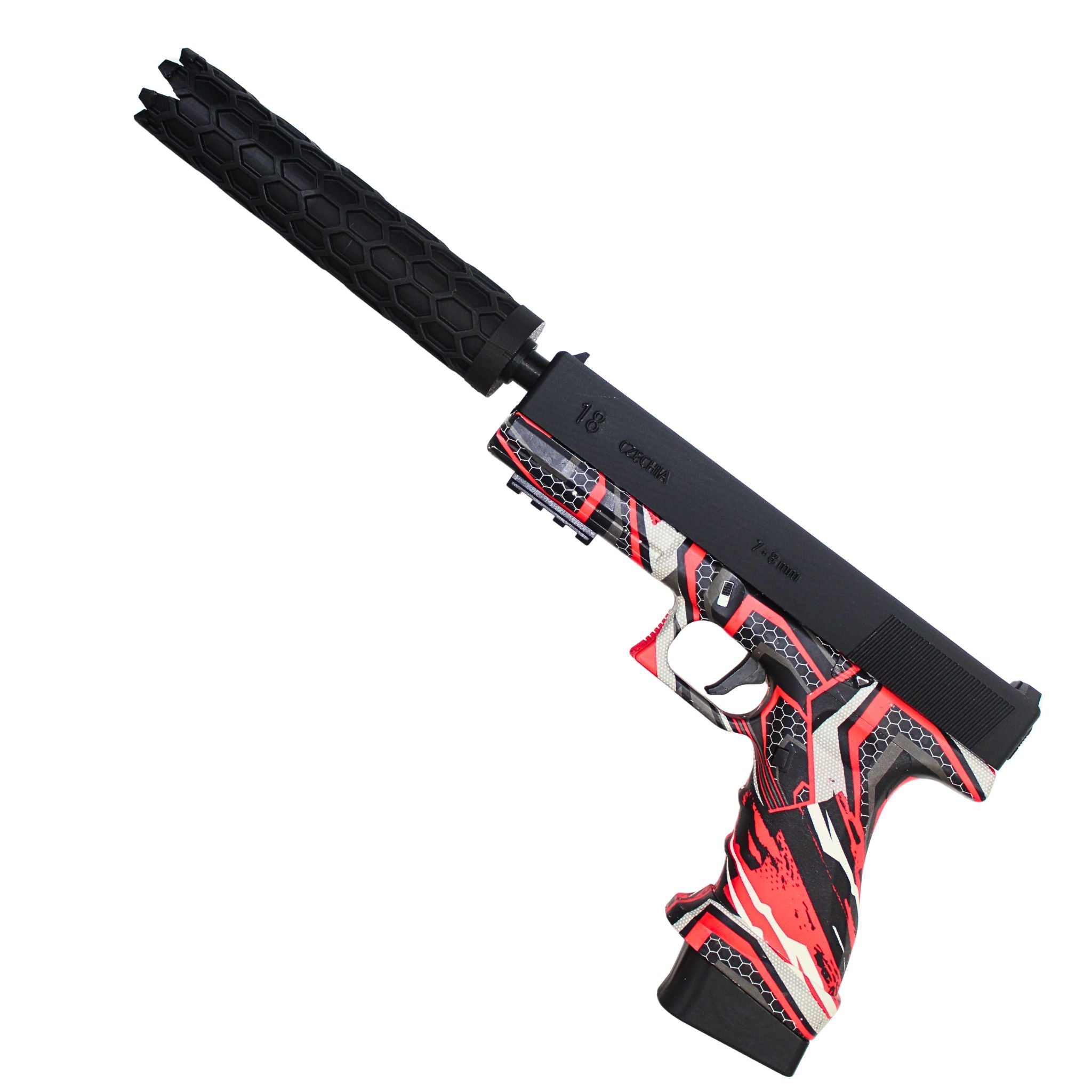 Imitace tlumiče nasazená na blasteru