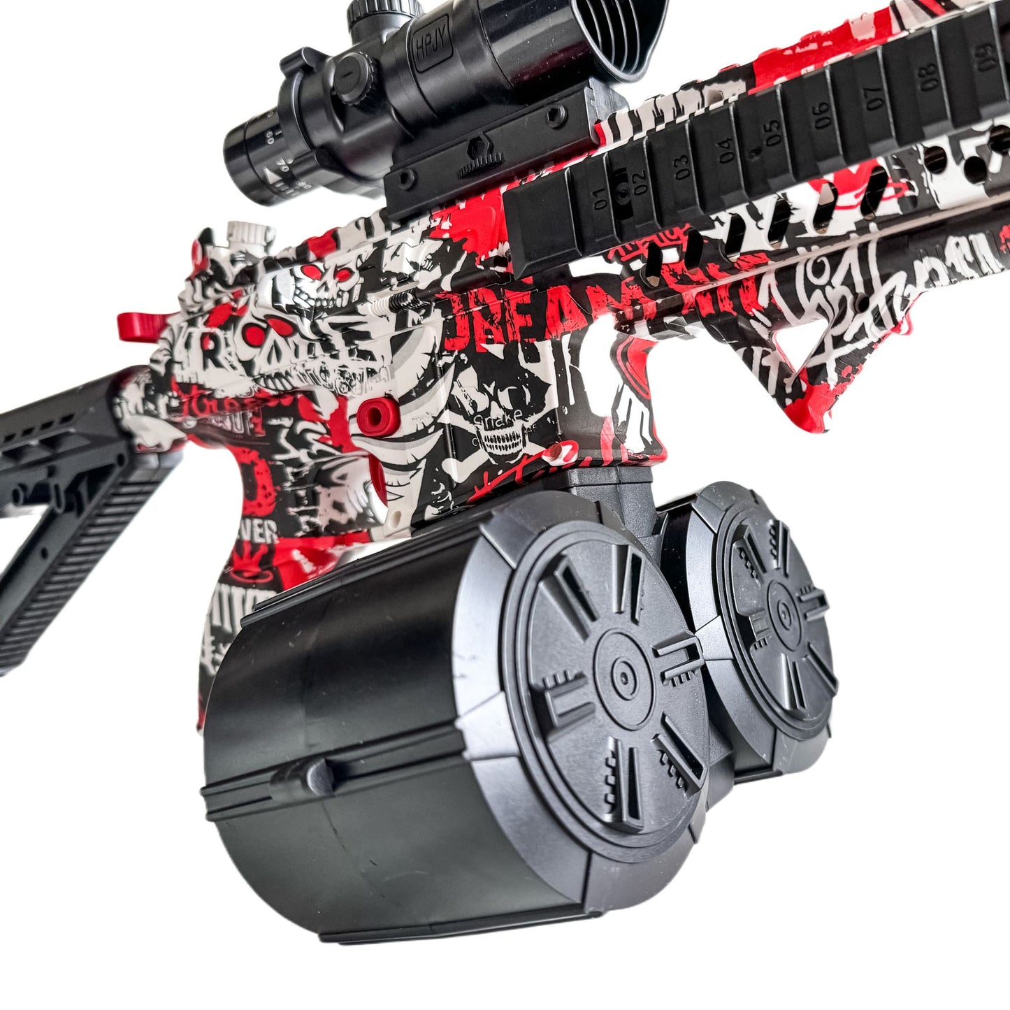 Gel Gun DOUBLE HEAD na vodní gelové kuličky, červený