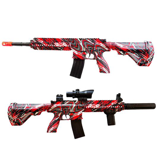 Dlouhý ČERVENÝ blaster na vodní gelové kuličky