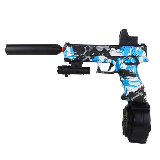 Krátký MODRÝ blaster na vodní gelové kuličky