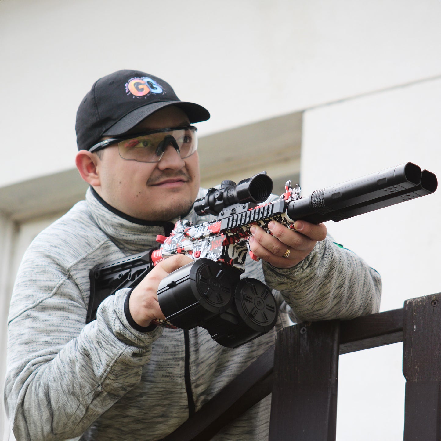 Gel Gun DOUBLE HEAD na vodní gelové kuličky, červený